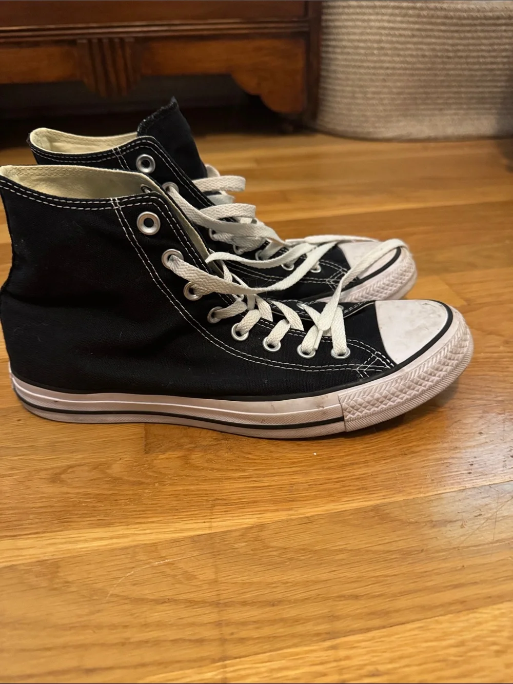 Converse Black and White High Top Sneakers - Picture 5 of 10